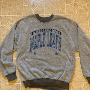 STARTER Gray Toronto Maple Leafs Crewneck Sweater